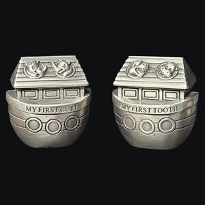 Noah's Ark Silver Keepsake Boxes For "My First Curl" And "My First Tooth"